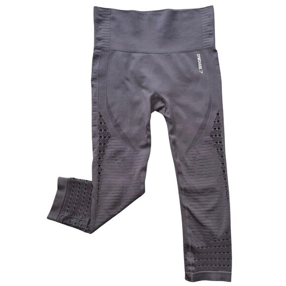 GYMSHARK Women's Dry Contour Leggings Small Gray Cut-Out Details On Leg EUC - Picture 1 of 6